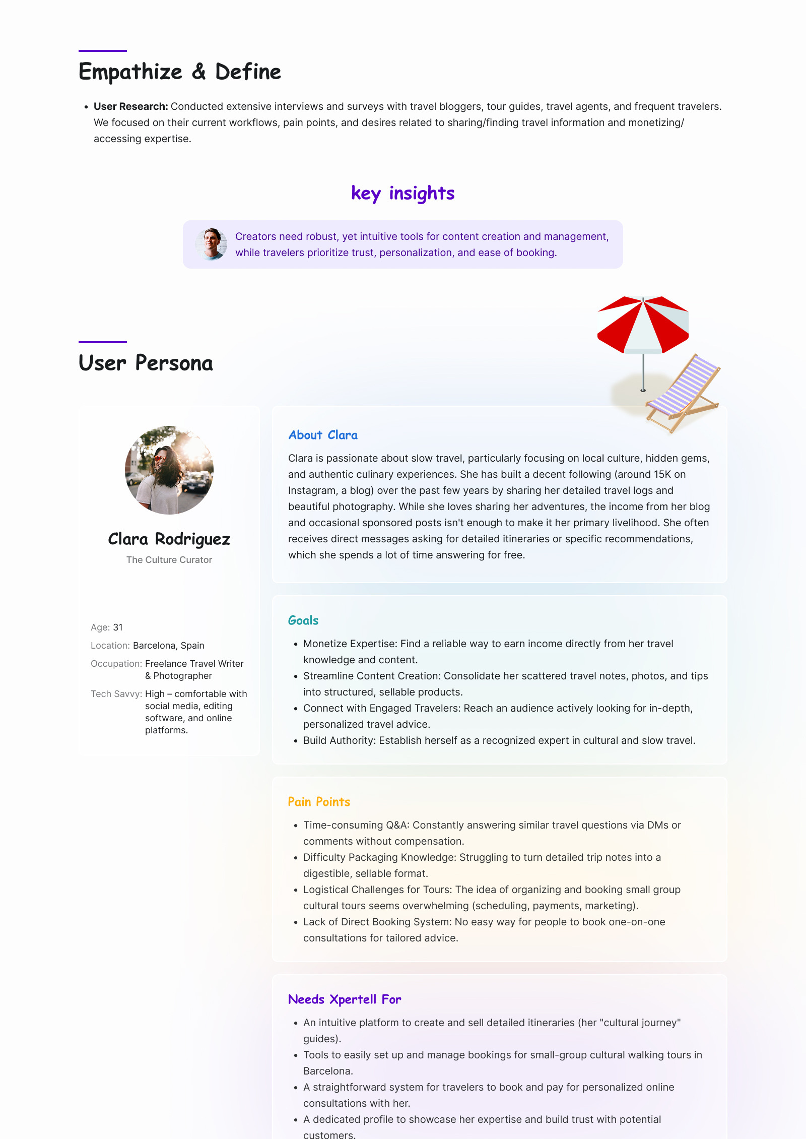 Original Xpertell research artifact with marketplace insight and an illustrative creator-side persona